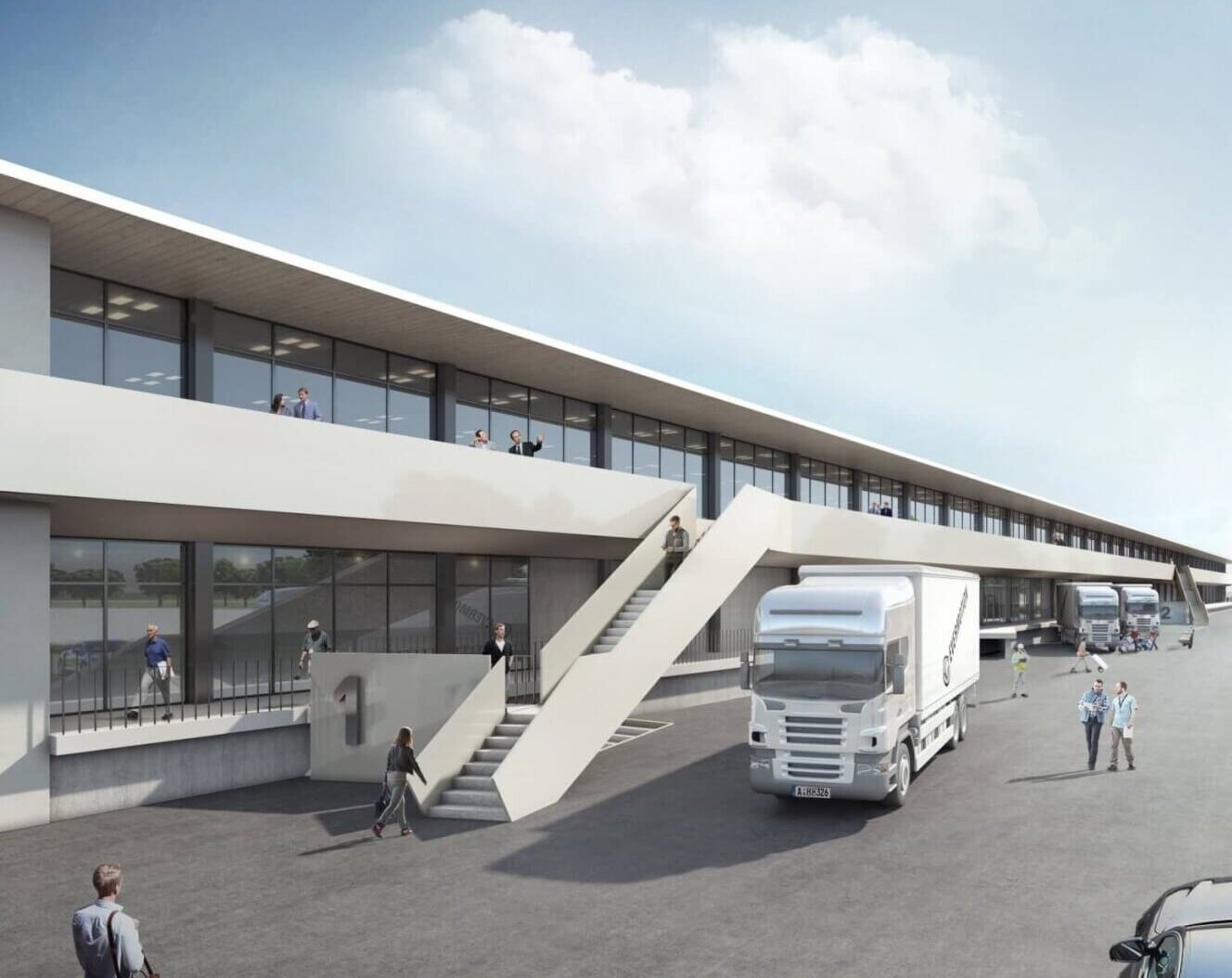 Neue Erschließung der Hallen über eine Gangway